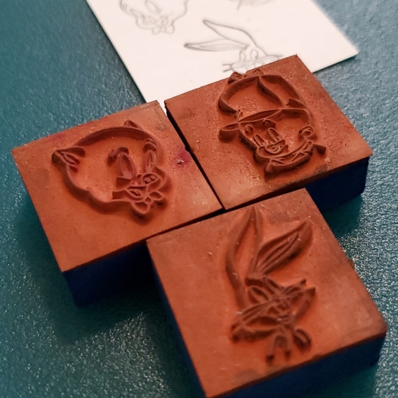 Lot of 3 Warner Bros. Cartoons Porky Pig Elmer Fudd Bugs Bunny rubber stamps - Picture 5 of 5